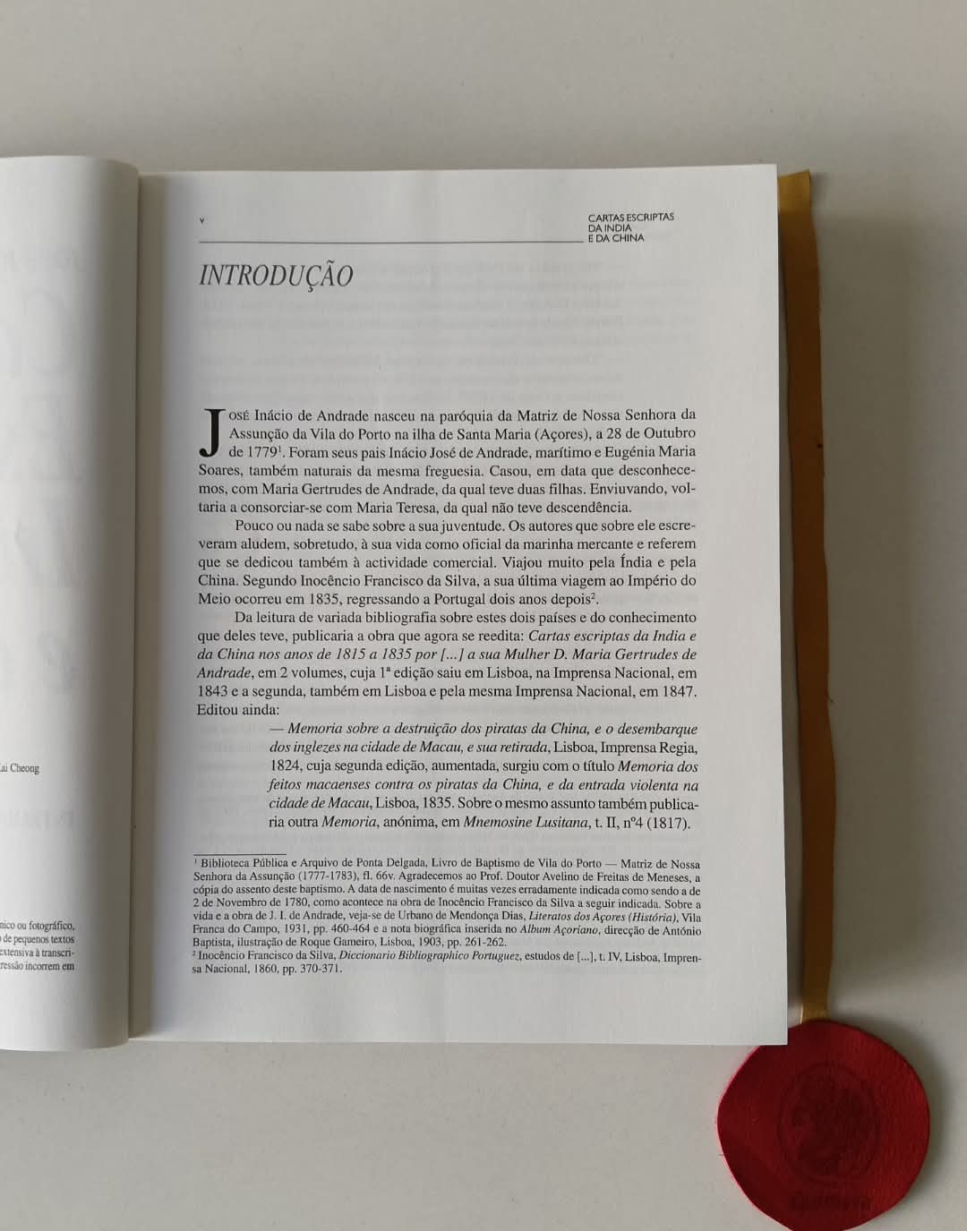 ANDRADE (José Ignacio de). - CARTAS ESCRIPTAS DA INDIA E DA CHINA