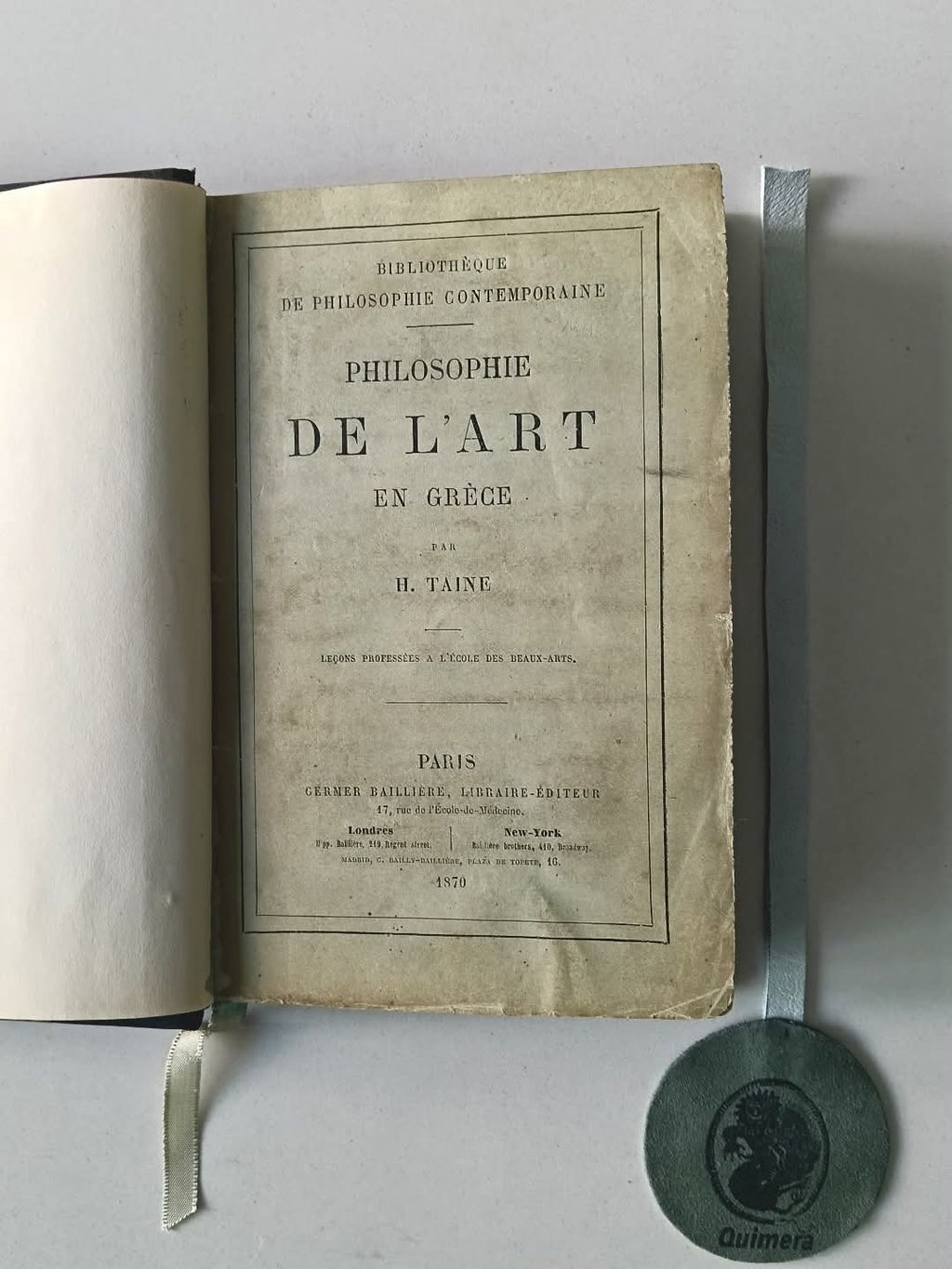 TAINE (Hippolyte). - PHILOSOPHIE DE L'ART EN GRÈC