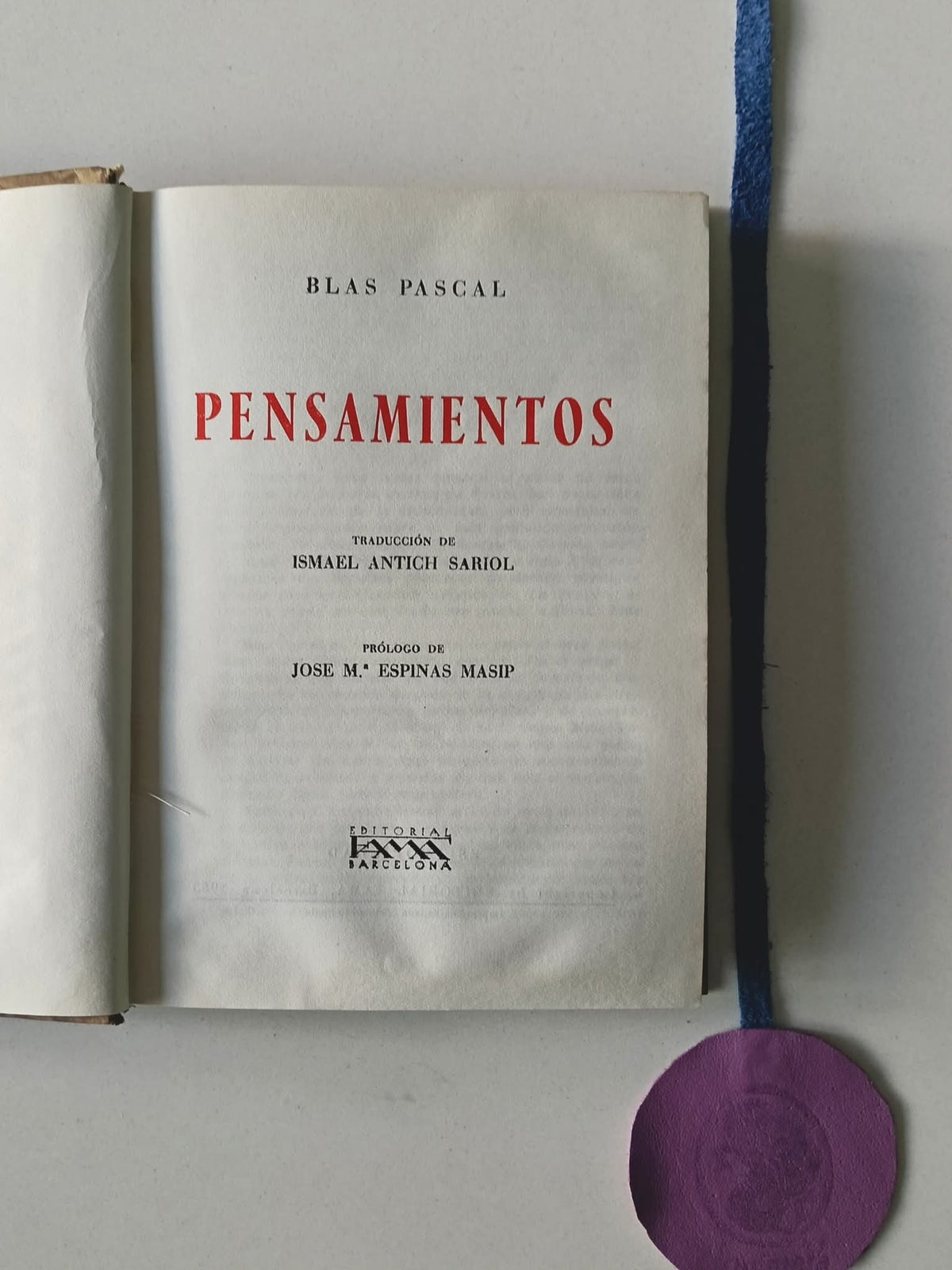 PASCAL (Blas). - PENSAMIENTOS