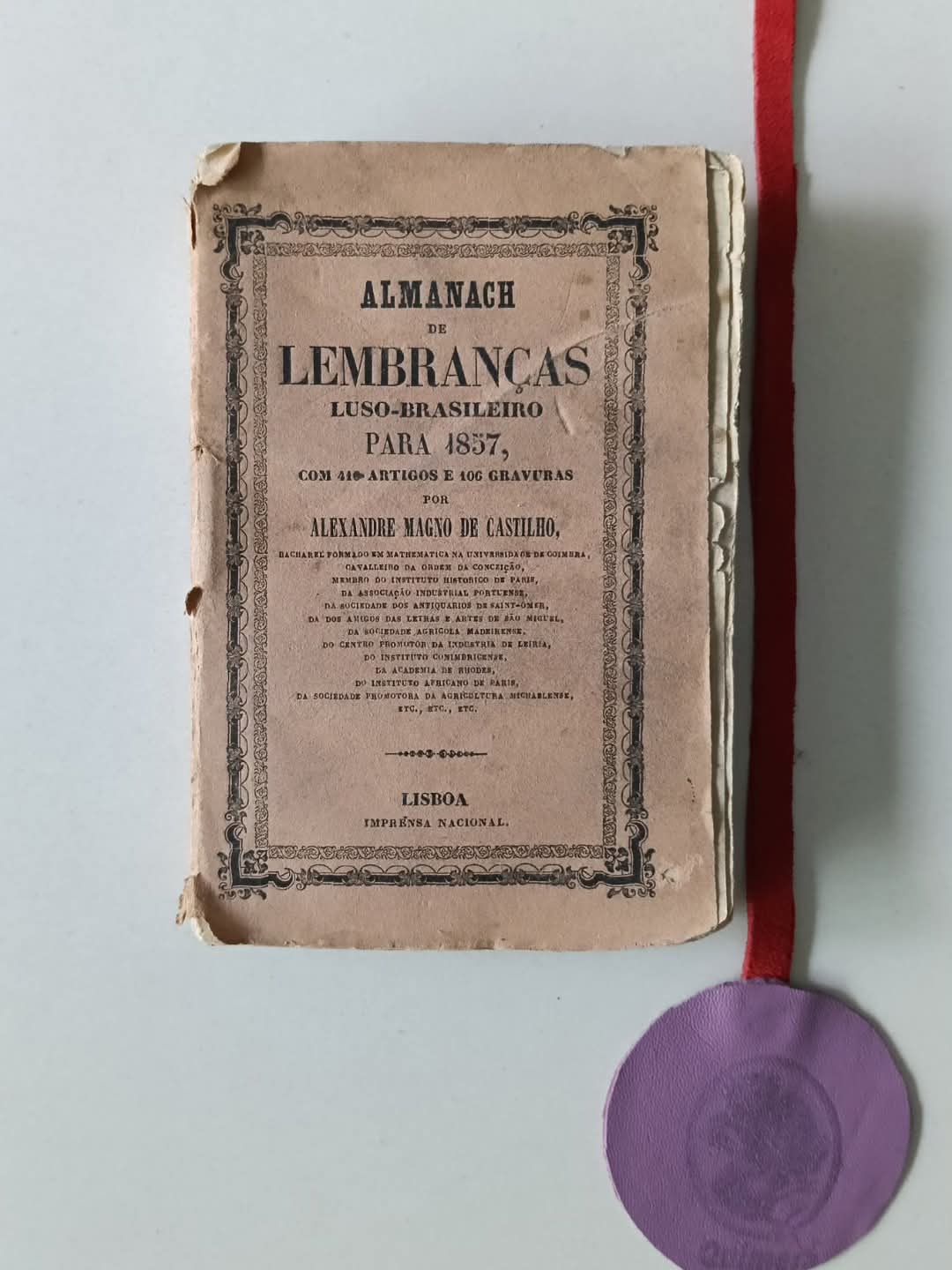 CASTILHO (Alexandre Magno de). - ALMANACH DE LEMBRANÇAS LUSO-BRASILEIRO PARA 1857