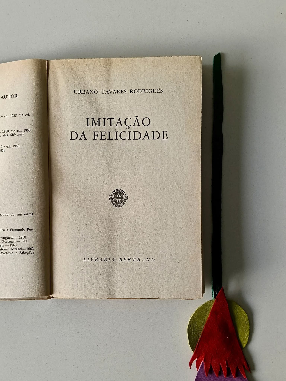RODRIGUES (Urbano Tavares). - IMITAÇÃO DA FELICIDADE