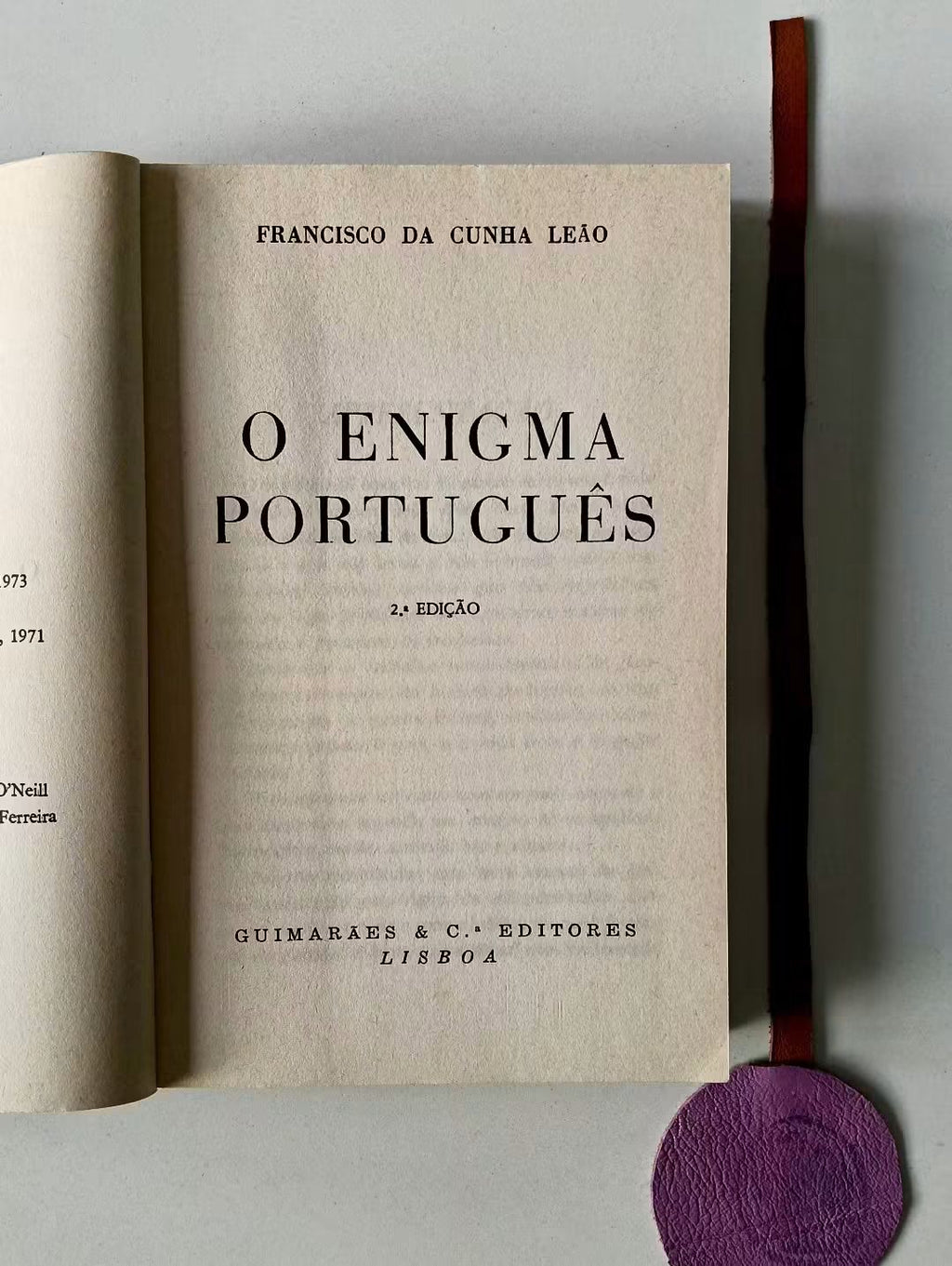 LEÃO (Francisco da Cunha). - O ENIGMA PORTUGUÊS