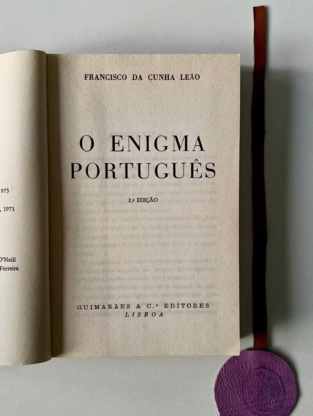 LEÃO (Francisco da Cunha). - O ENIGMA PORTUGUÊS