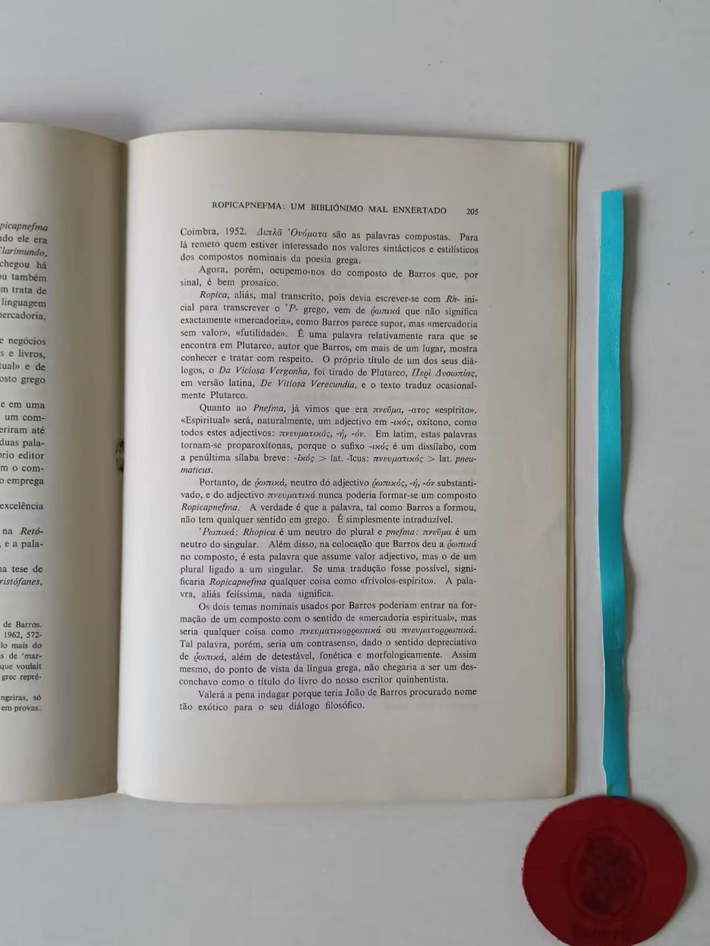 RAMALHO (Américo da Costa). - ROPICAPNEFMA: UM BIBLIÓNIMO MAL ENXERTADO