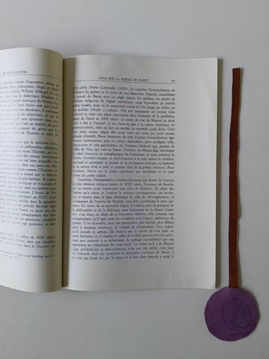 MARTINS (José V. de Pina). - NOTE SUR LA POÉSIE DE DANTE DANS L'HISTOIRE DE LA CRITIQUE