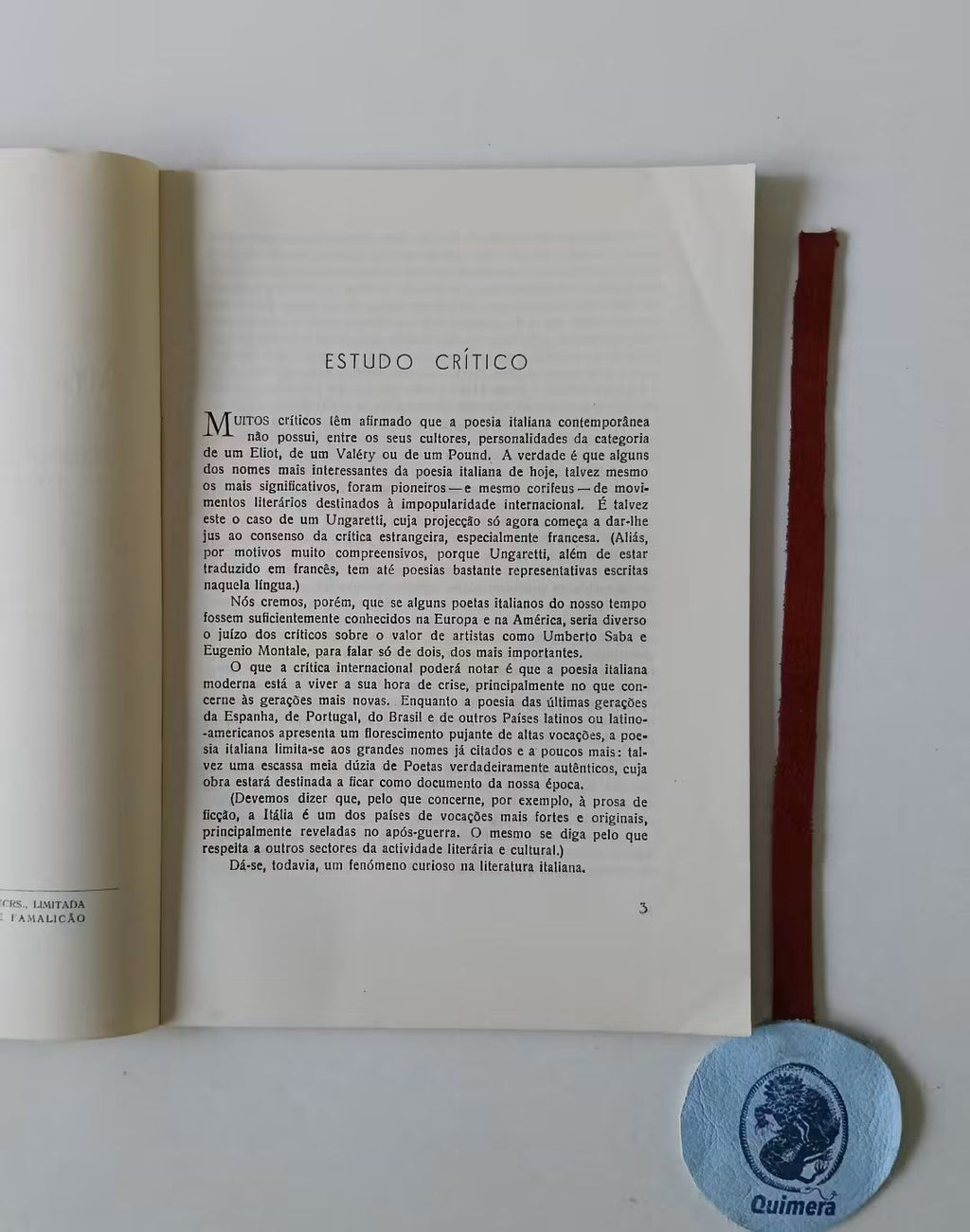 [MONTALEGRE (Duarte de) Pseud.]. - MARTINS (José V. de Pina). - ALTA MENSAGEM DE POESIA, Estudo crítico e versão portuguesa da poesia de Raffaele Spinelli