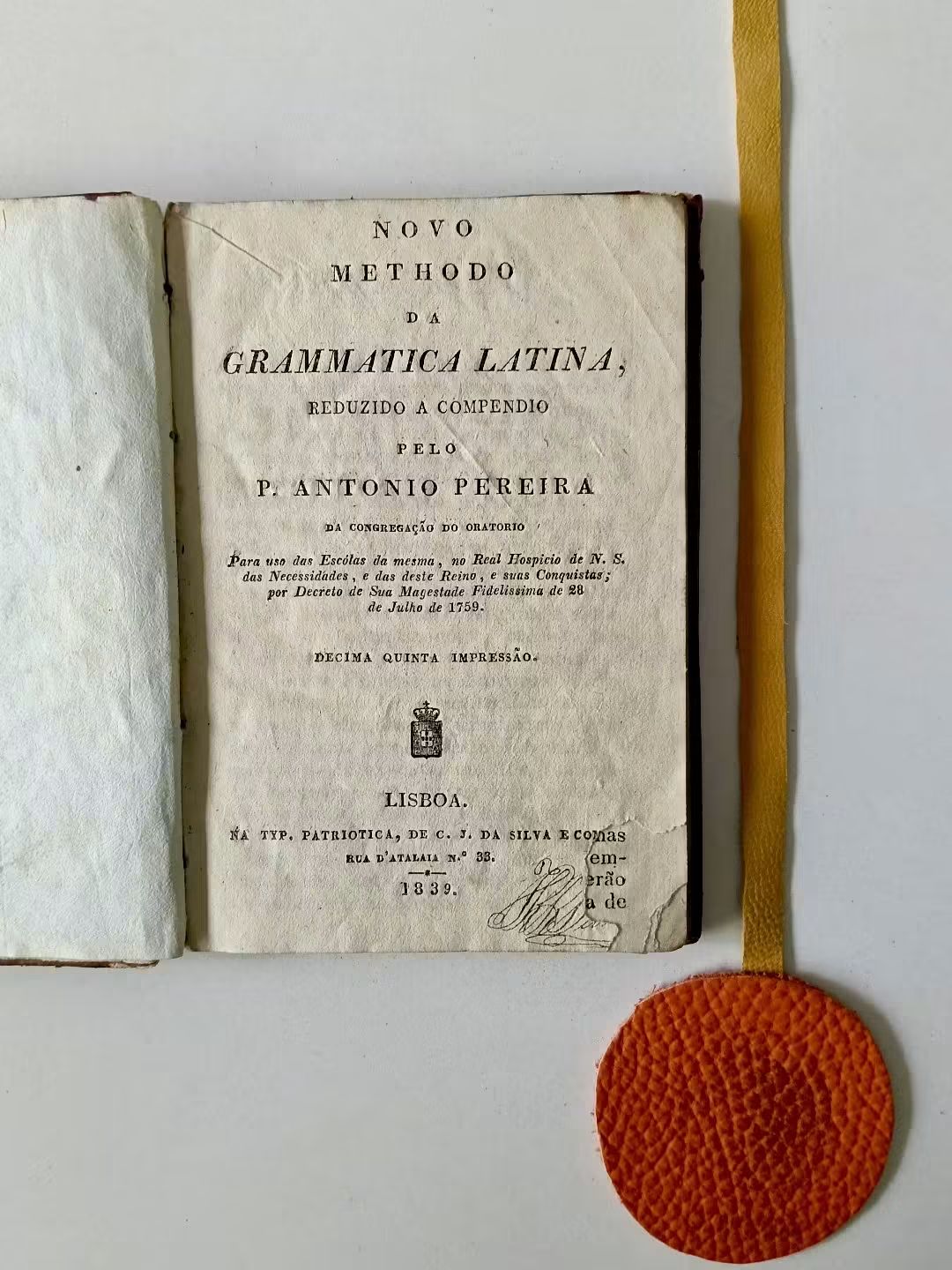 PEREIRA (P. Antonio). - NOVO METHODO DA GRAMMATICA LATINA, reduzido a compendio