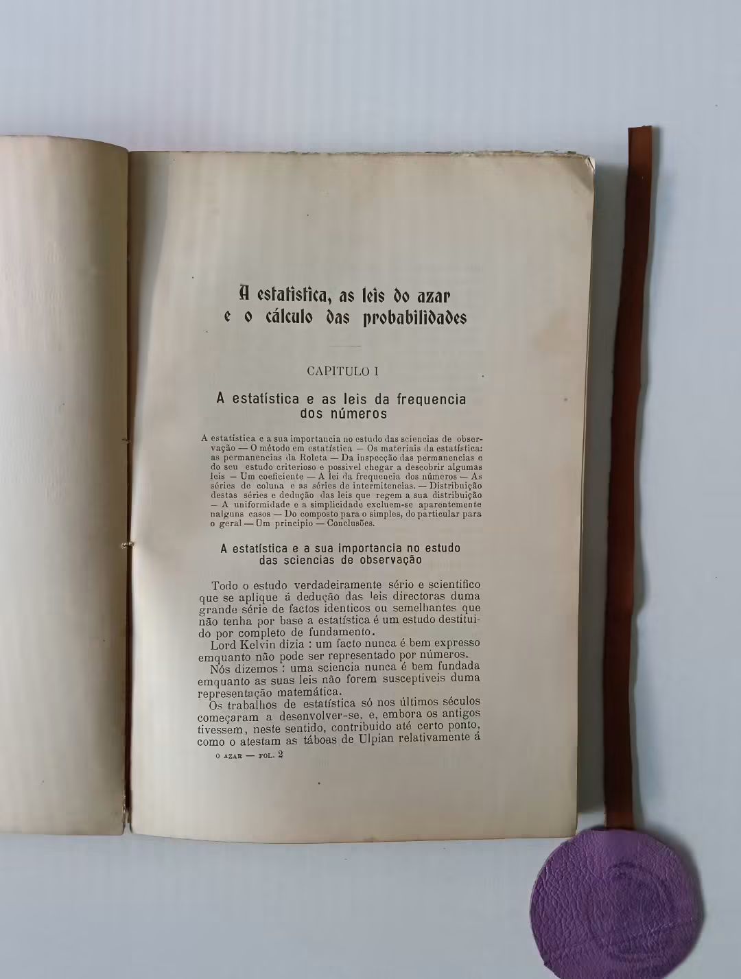 BEAURÉGARD (J.). - O AZAR E AS SUAS LEIS. A estatística, os jogos de azar, o cálculo das probabilidades e a Roleta pelo Método Dolivaes