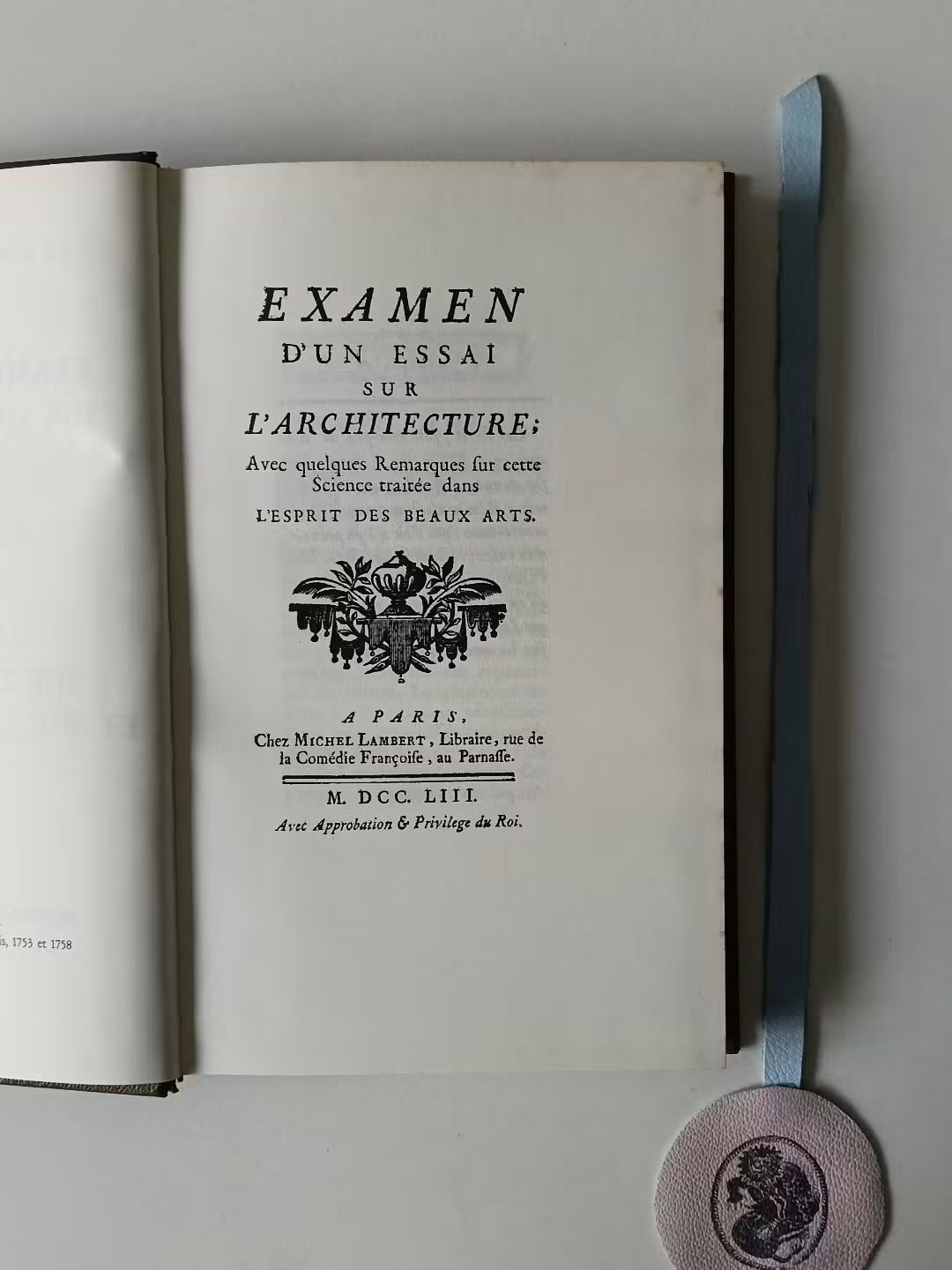 SAINT-YENNE (La Font de). - EXAMEN D'UN ESSAI SUR L'ARCHITECTURE. DUPERRON. - DISCOURS SUR LA PEINTURE ET SUR L'ARCHITECTURE