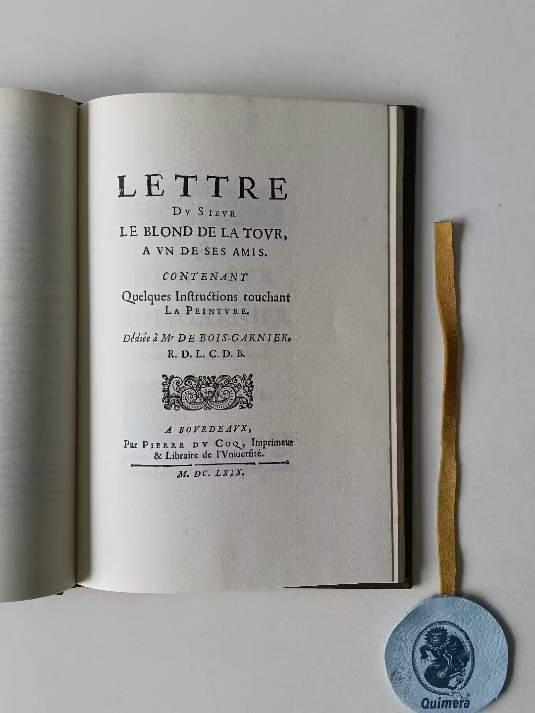 CATHERINOT (Nicolas). - TRAITÉ DE LA PEINTURE ET TRAITÉ DE L'ARCHITECTURE. TOUR (Antoine le Blond de la). - LETTRE A UN DE SES AMIS CONTENANT QUELQUES INSTRUCTIONS TOUCHANT LA PEINTURE
