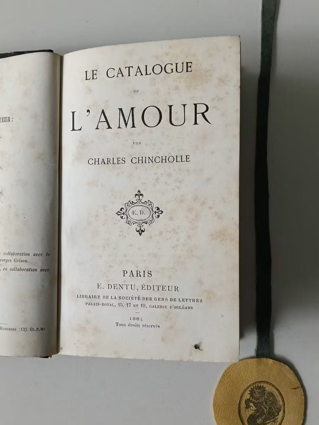 CHINCHOLLE (Charles). - LE CATALOGUE DE L'AMOUR