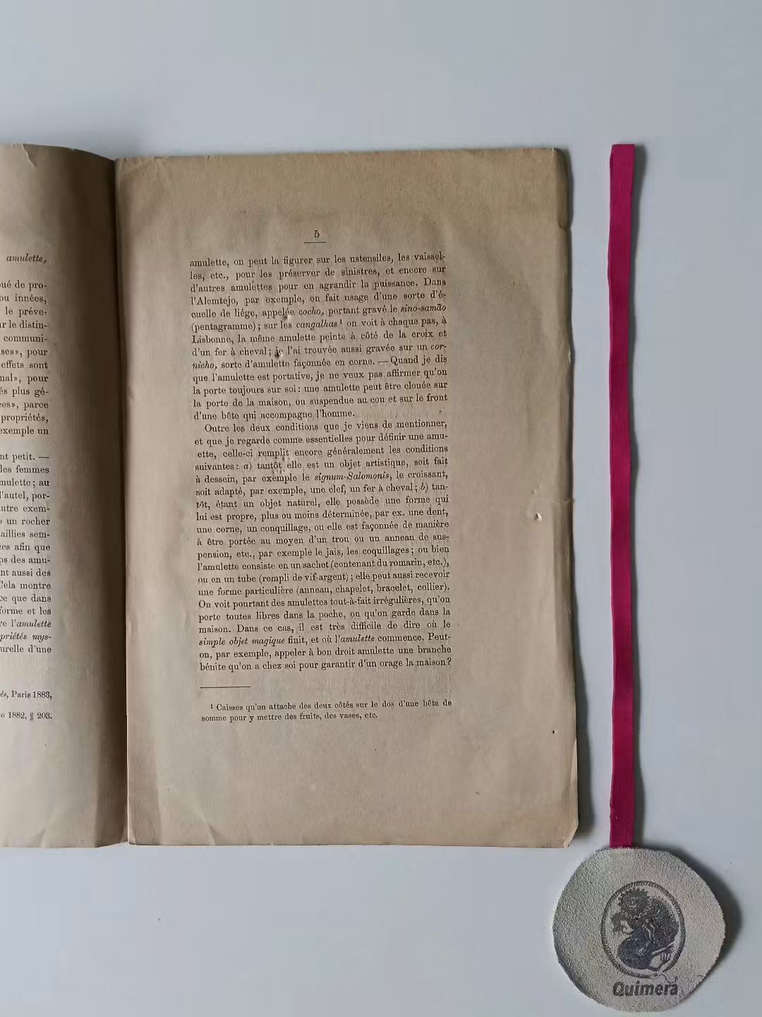 VASCONCELLOS (J. Leite de). - SUR LES AMULETTES PORTUGAISES, Résumé d'un mémoire destiné à la 10ème session du Congrès International des Orientalistes