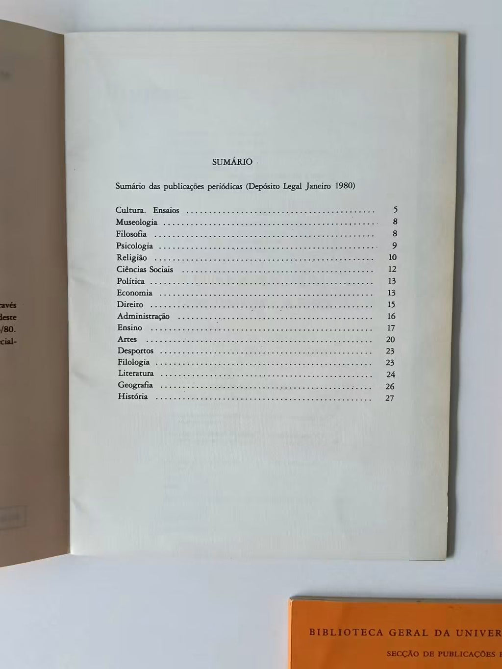 SUMÁRIO DAS PUBLICAÇÕES PERIÓDICAS PORTUGUESAS (Ciências humanas e sociais)