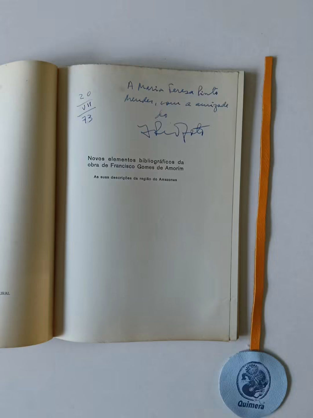 PEIXOTO (Jorge). - NOVOS ELEMENTOS BIBLIOGRÁFICOS DA OBRA DE FRANCISCO GOMES DE AMORIM, As suas descrições da região do Amazonas