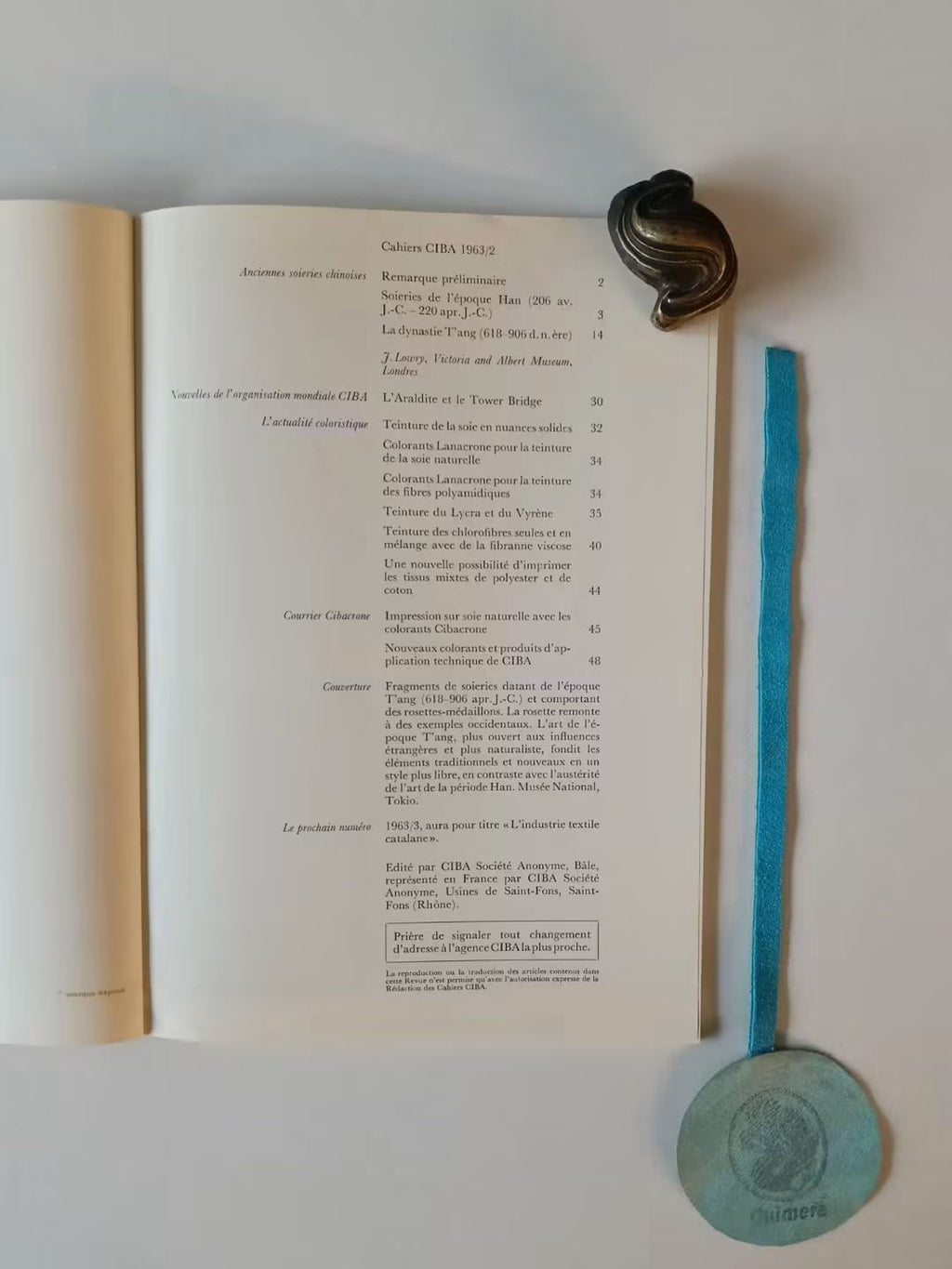 AA. VV. - LES CAHIERS N.° 1963/2, Anciennes soieries chinoises