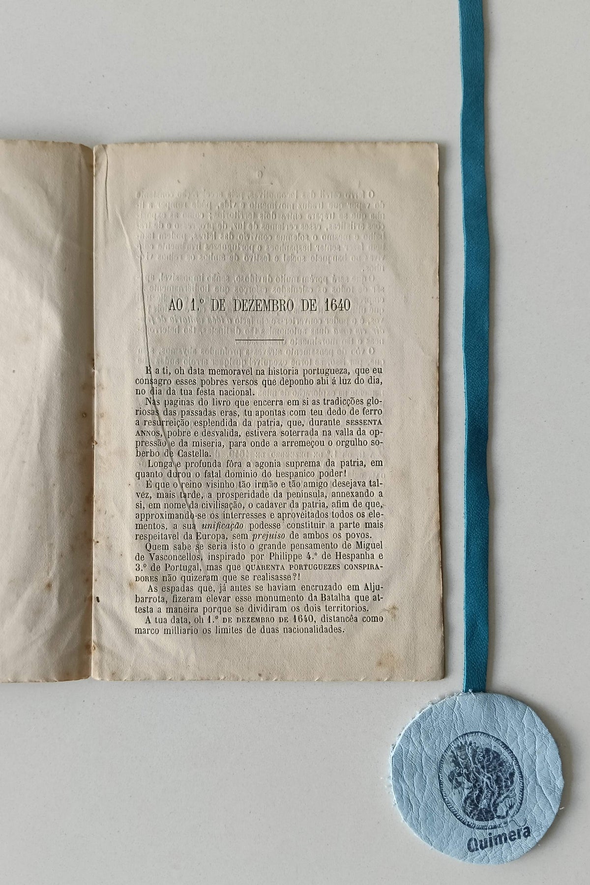 BLANCO (Jorge Hilário de Almeida). -  À HORA DO RESGATE, Canto patriótico ao 1.º de Dezembro de 1640