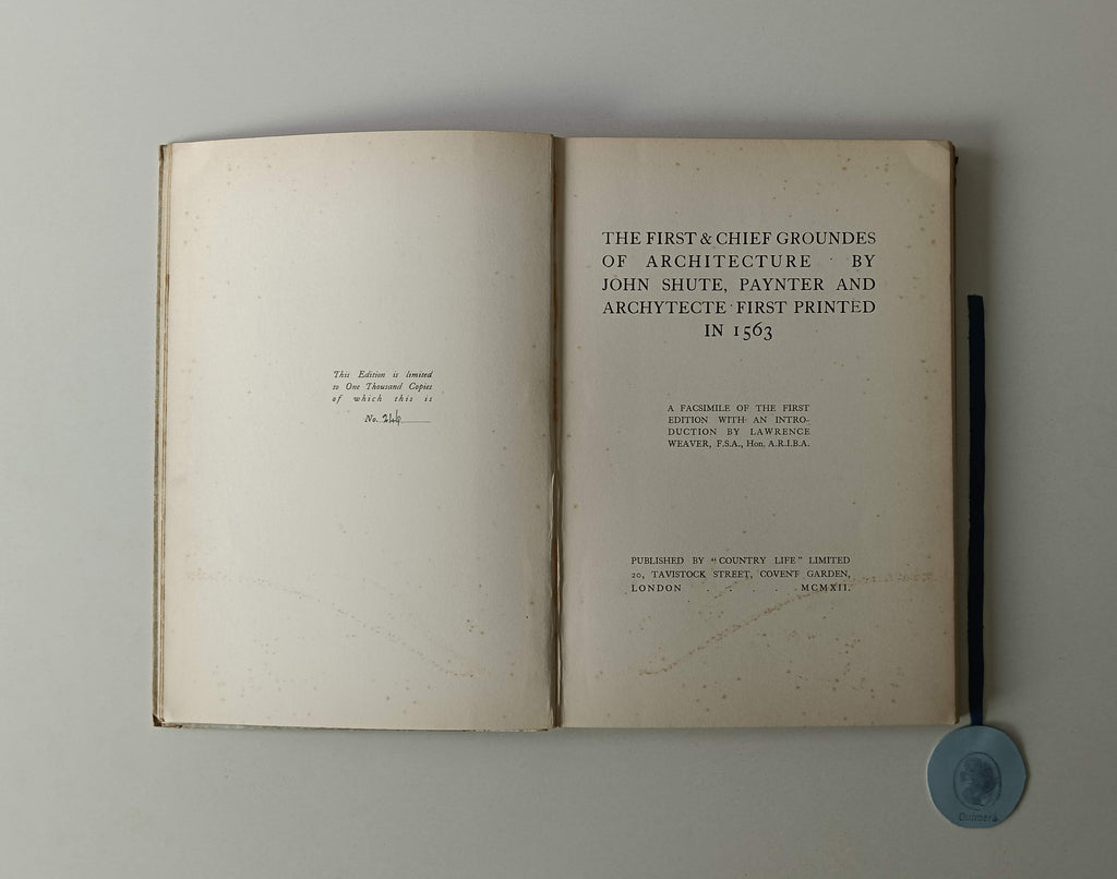 SHUTE (John). - THE FIRST AND CHIEF GROUNDES OF ARCHITECTURE