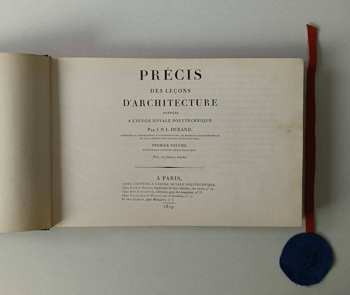 DURAND (Jean-Nicolas-Louis). - LEÇONS D'ARCHITECTURE. PARTIE GRAPHIQUE DES COURS D'ARCHITECTURE