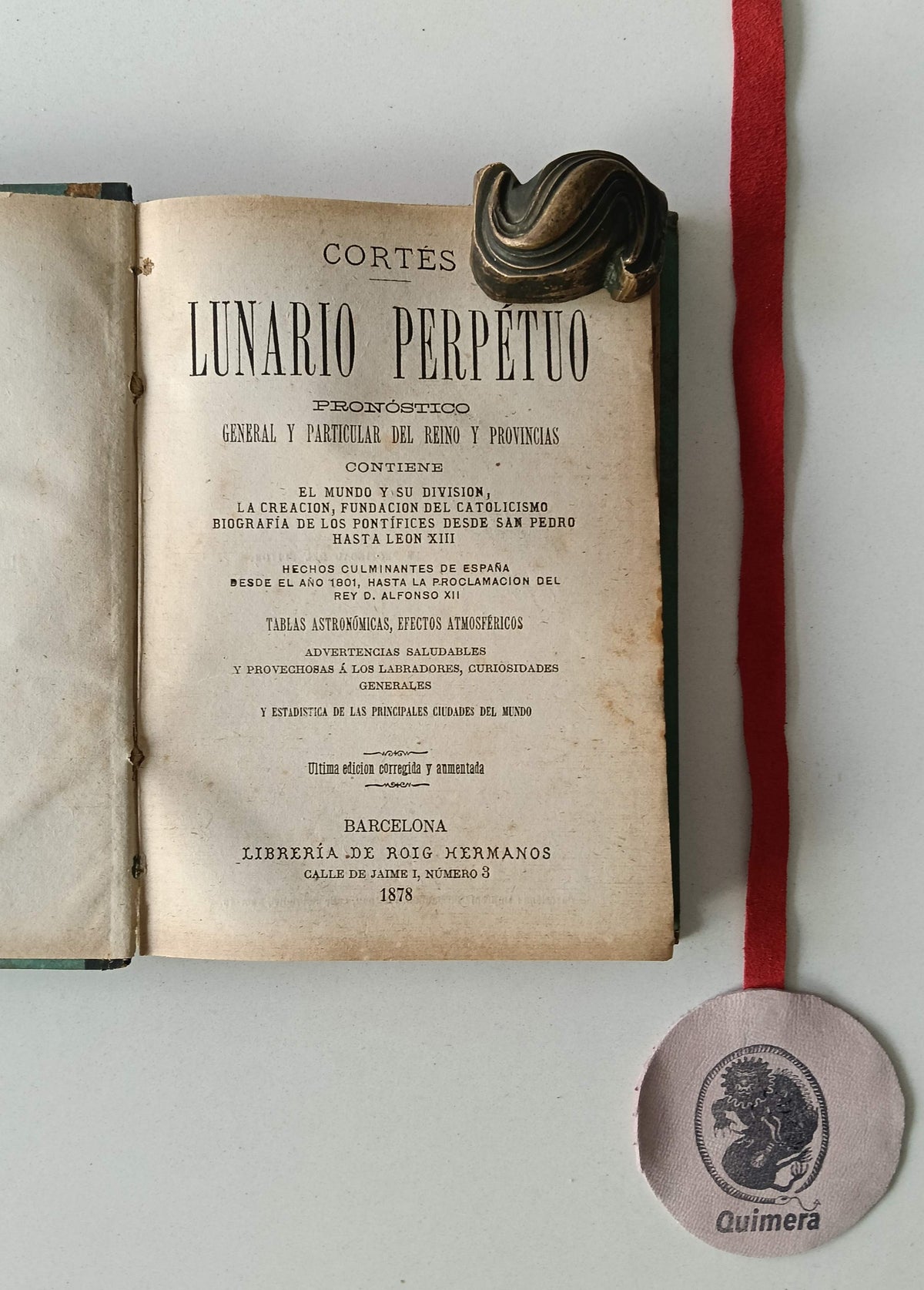 CORTÉS (Geronimo) . - LUNARIO PERPÉTUO PRONÓSTICO: General y particular del reino y provincias