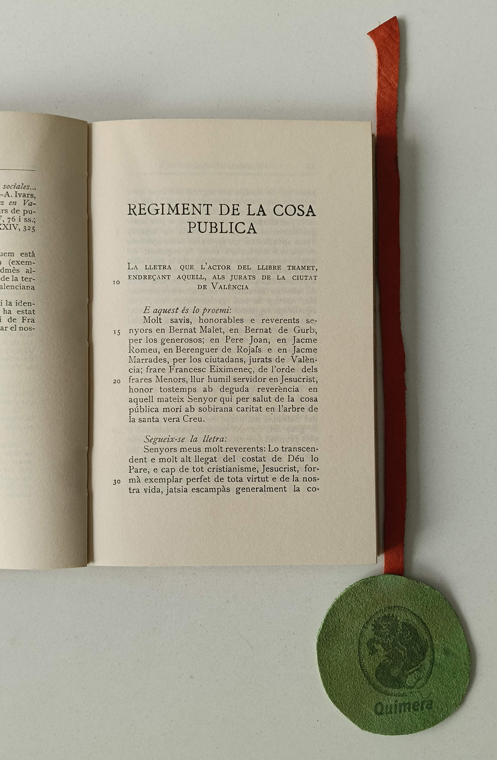 EIXIMENIS (Francesc). - REGIMENT DE LA COSA PUBLICA