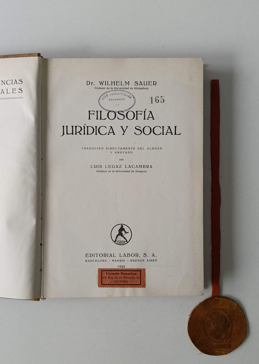 SAUER (Wilhelm). - FILOSOFIA JURÍDICA Y SOCIAL