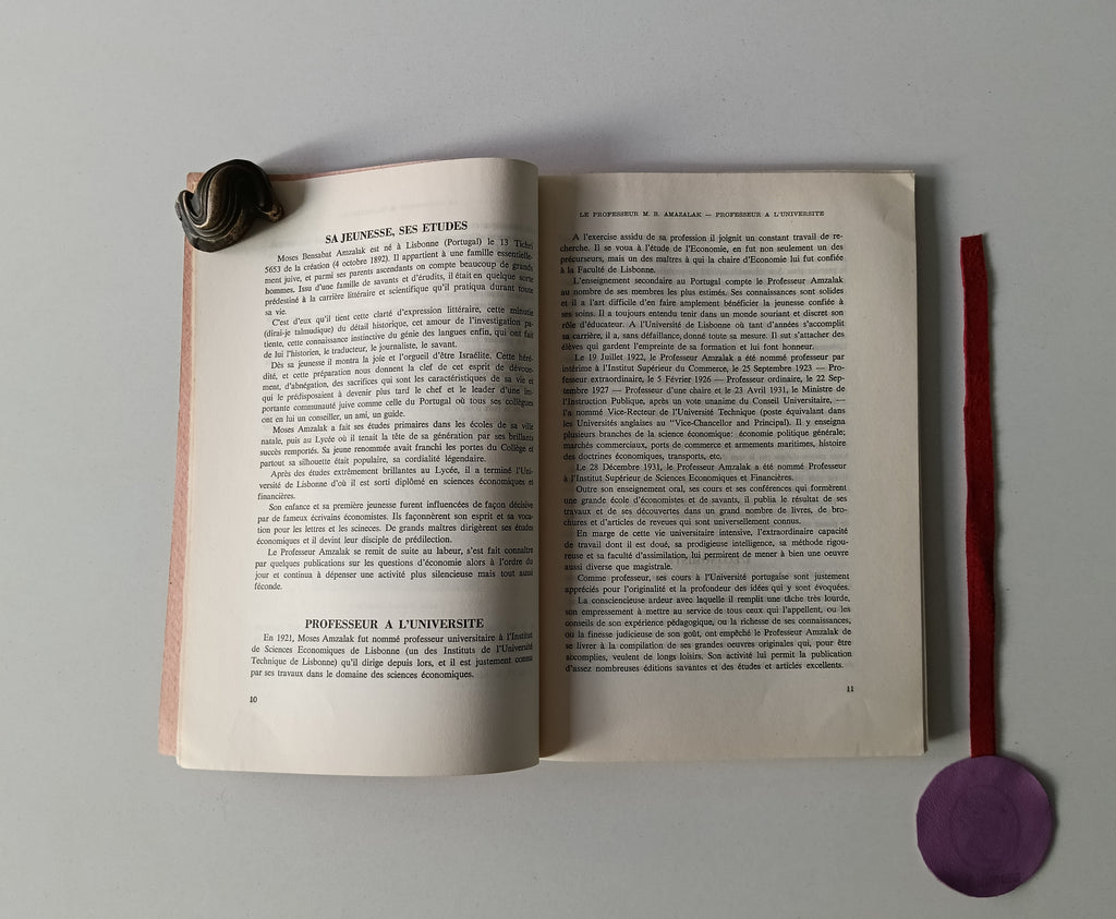ELMALEH (Abraham). - LE PROFESSEUR MOSES BENSABAT AMZALAK, Sa vie et son oeuvre litteraire, economique, historique et scientifique