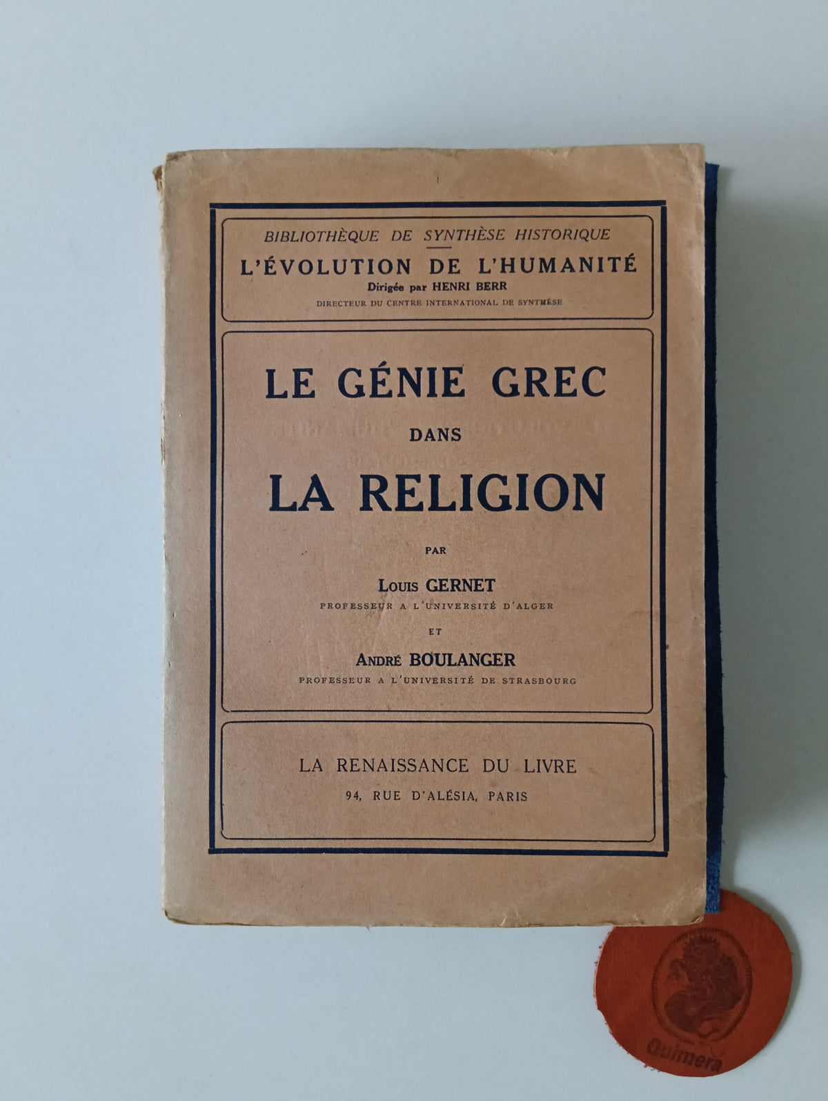 GERNET (Louis) e BOULANGER (André). - LE GÉNIE GREC DANS LA RELIGION