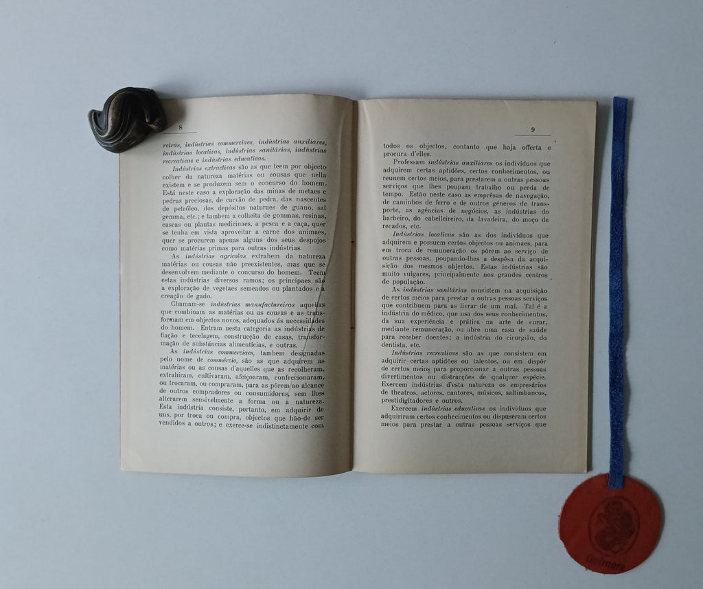 ALMEIDA ( Fortunato de). - CONDIÇÕES NATURAES E POLÍTICAS DAS INDÚSTRIAS, Dissertação de concurso para o magistério na Escola Industrial Brotero, de Coimbra
