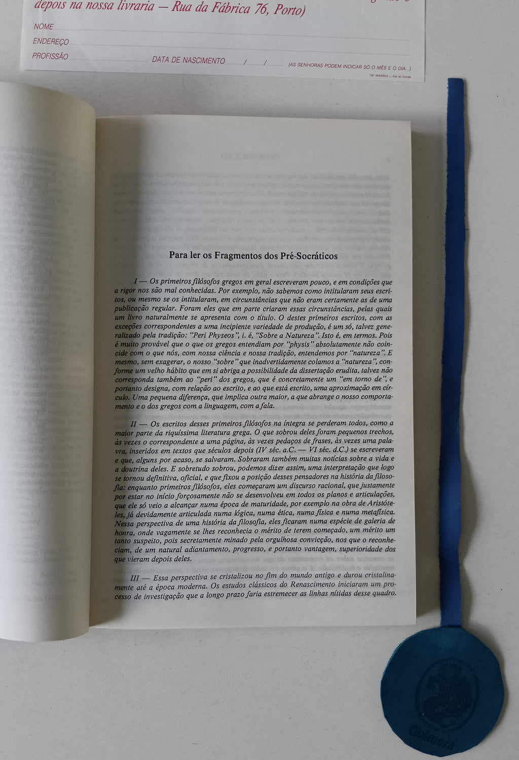 SOUZA (José Cavalcante de). - OS PRÉ-SOCRÁTICOS, Fragmentos, doxografia e comentários