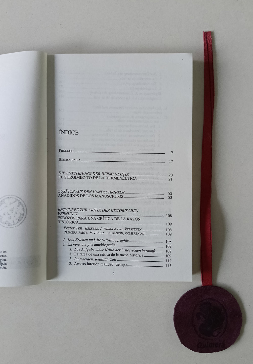 DILTHEY (Wilhelm). - DOS ESCRITOS SOBRE HERMENÉUTICA: El surgimento de la hermenéutica y lis Esboços para una crítica de lá razón histórica