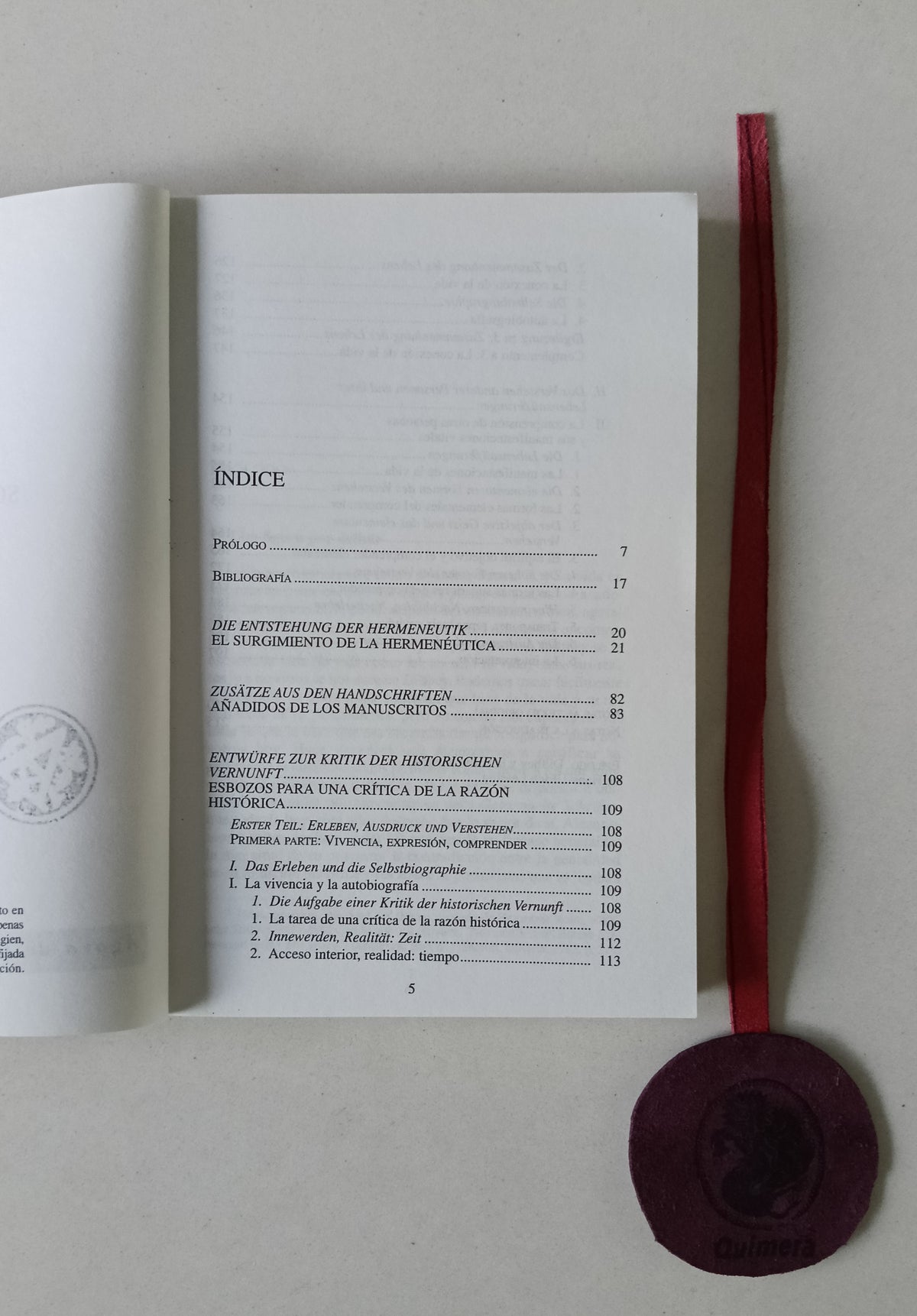 DILTHEY (Wilhelm). - DOS ESCRITOS SOBRE HERMENÉUTICA: El surgimento de la hermenéutica y lis Esboços para una crítica de lá razón histórica
