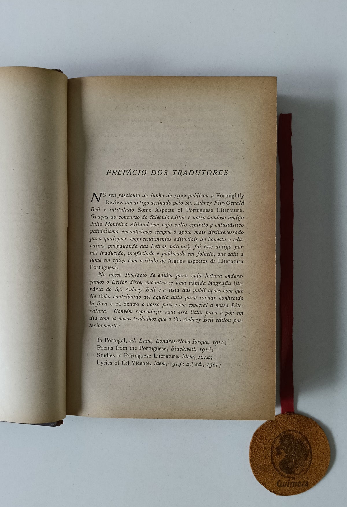 BELL (Aubrey F. G.). - A LITERATURA PORTUGUESA (História e crítica)