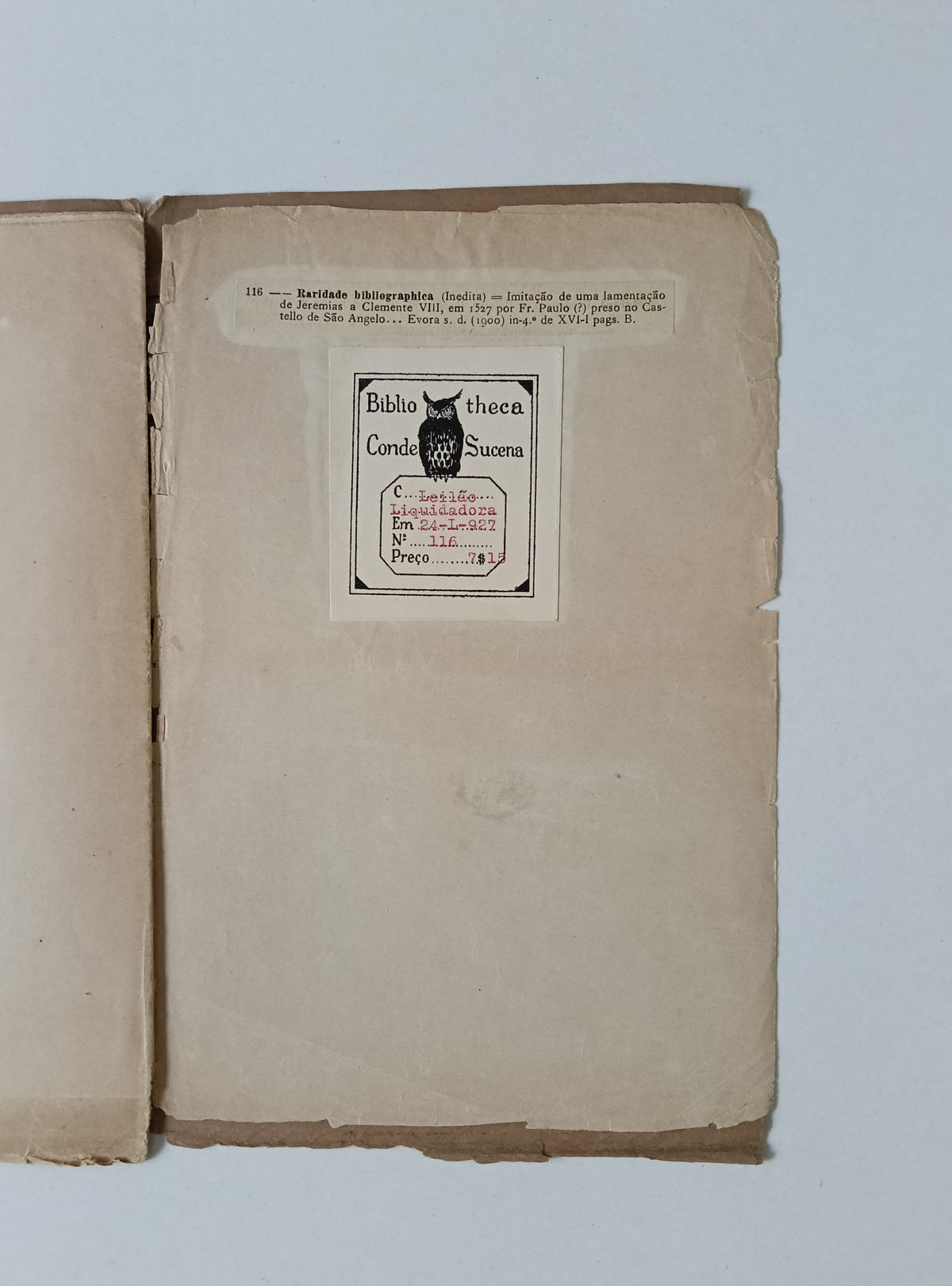 BARATA (António Francisco). - RARIDADE BIBLIOGRAPHICA (INÉDITA)