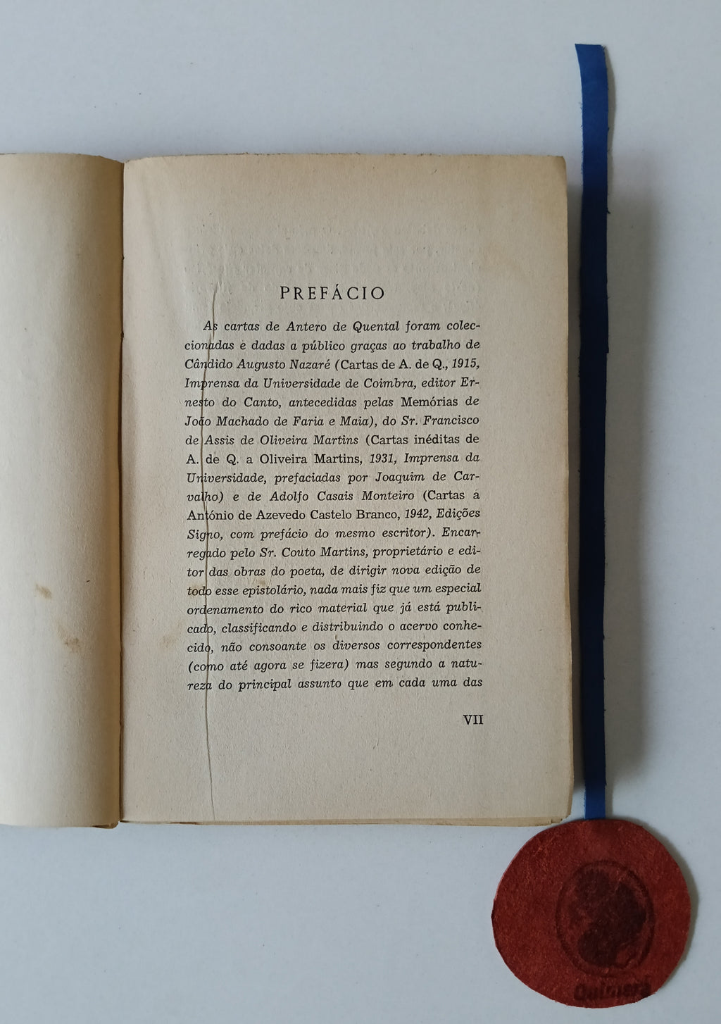 QUENTAL (Antero de). - CARTAS: Primeira série (cartas cujo principal assunto é de natureza filosófica)