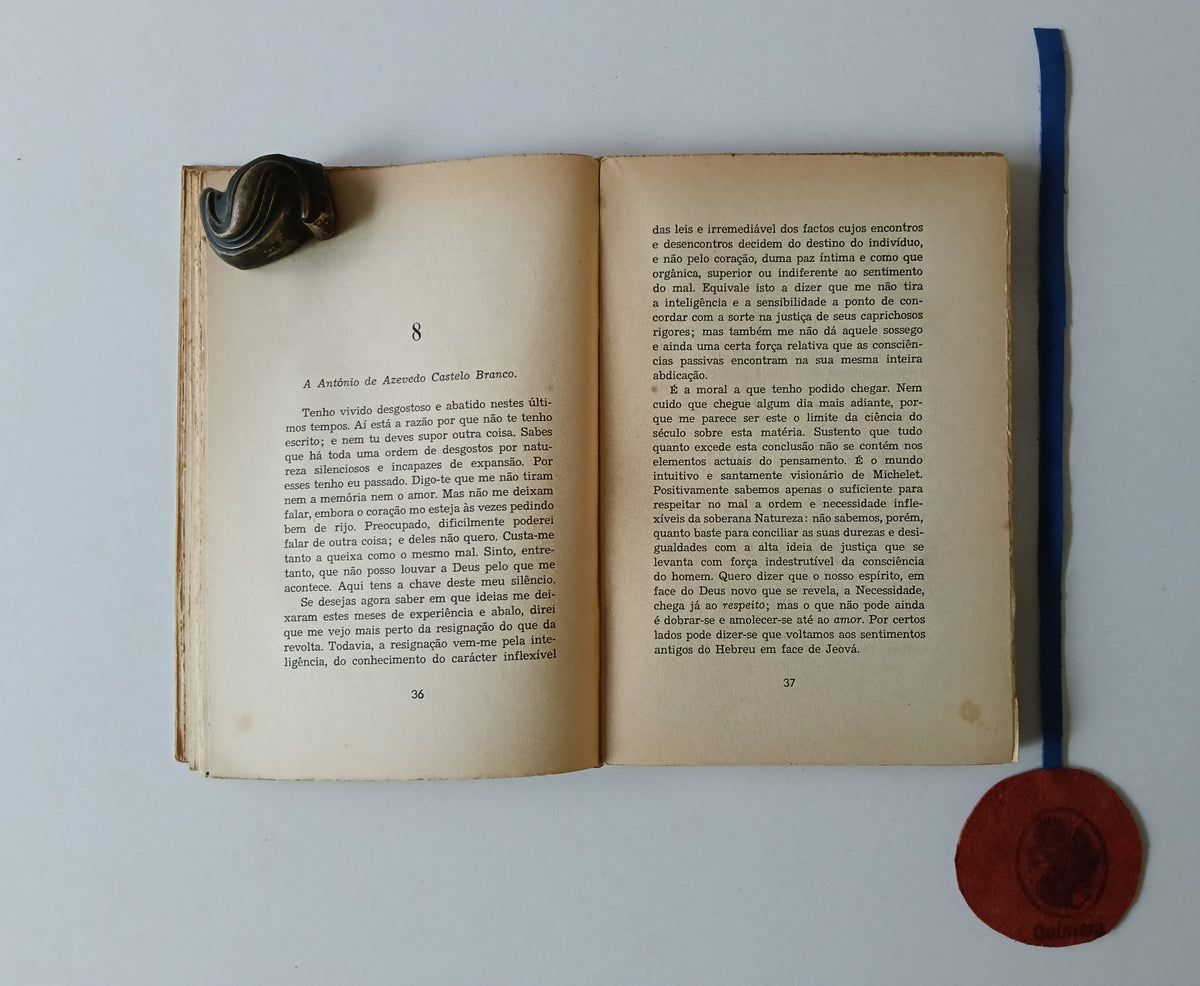 QUENTAL (Antero de). - CARTAS: Primeira série (cartas cujo principal assunto é de natureza filosófica)