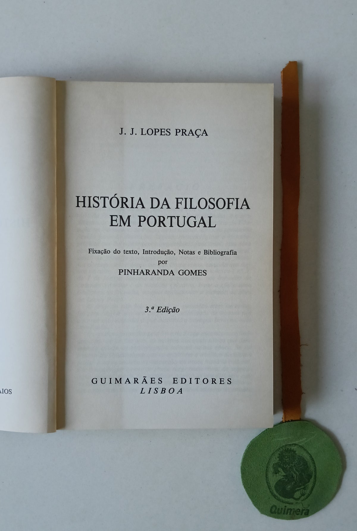 PRAÇA (Lopes). - HISTÓRIA DA FILOSOFIA EM PORTUGAL